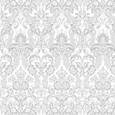 Imagem de Papel Parede Cinza E Branco Arabesco Adesivo Quarto E Sala