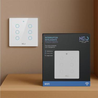 Imagem de Interruptor Inteligente Smart Wi-fi Alexa google 6 Botões 4x4 Bivolt B