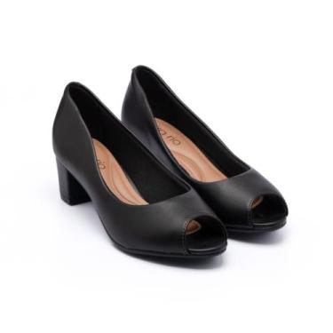 Imagem de Peep Toe Beira Rio Feminino Salto Médio Confortavél Leve Anatômico Cas