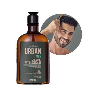 Imagem de Shampoo Para Cabelo Oleoso Antioleosidade Masculino 240ml Urban Men Farmaervas