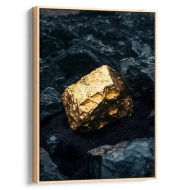 Imagem de Quadro Dourado Tesouro Oculto nas Rochas Negras - Mioquadros, 180x120 