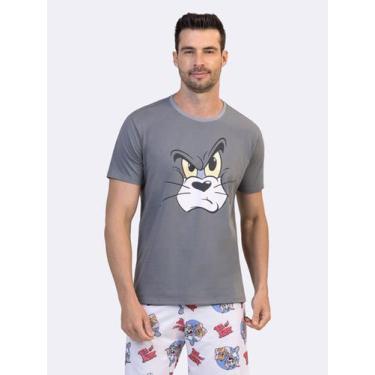 Imagem de Pijama Manga Curta Masculino Tom & Jerry Pop, Grafite, G, Masculino