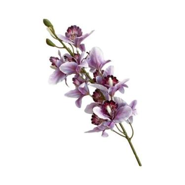 Imagem de Orquídea Cymbidium Artificial De 35 Polegadas Com Haste De Seda, Flore