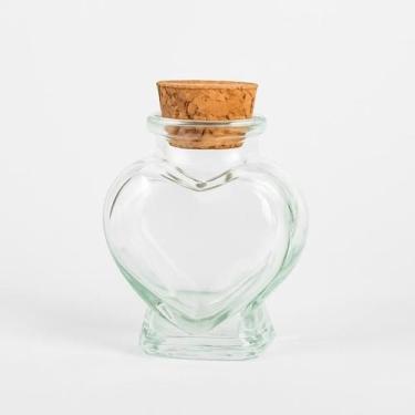 Imagem de Kit 30 Potes Vidro Formato Coração Tampa Rolha Lembrancinha - Decor Im