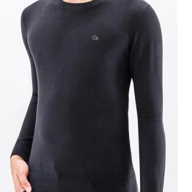 Imagem de Suéter Tricot Slim Masculino Ogochi 005511002 Preto, G, Preto