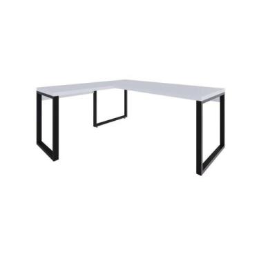 Imagem de Mesa Em L Presidente 190x160x75cm Yon Branco Tx Estrutura Preta - COMP