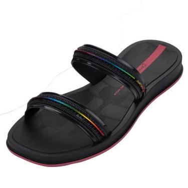 Imagem de Chinelo Slide Feminino Conforto Dia a Dia Ipanema Glow, Preto, Rosa, 3