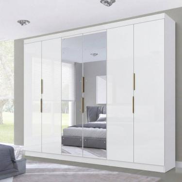 Imagem de Guarda-roupa Casal 6 Portas 4 Gavetas com Espelho Premium Yescasa Branco
