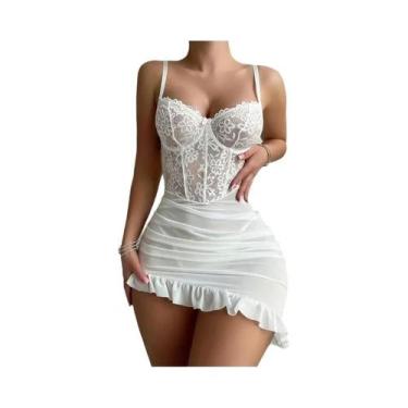 Imagem de Camisola De Verão Feminina Com Renda, Conjunto De Sutiã E Calcinha Com