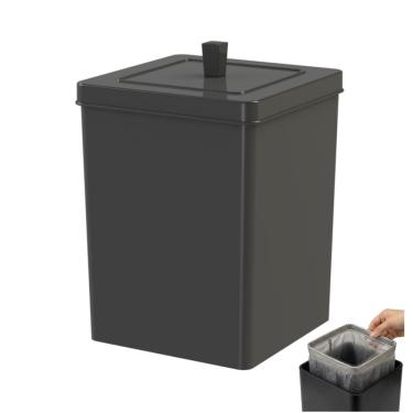 Imagem de Lixeira Quadrada 6,5 Litros Com Tampa Preta Banheiro Cozinha - 530PT Future