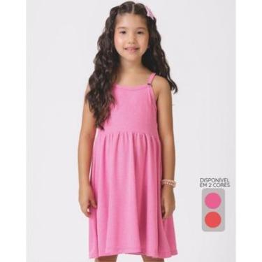 Imagem de Vestido com plaquinha verão moderno delicado confortável leve - Coral e Pink - Menina 4 a 14 anos-Feminino