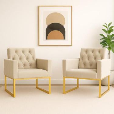 Imagem de Kit 2 Poltronas Decorativas Para Estúdio E Salão Base Metal - Móveis M