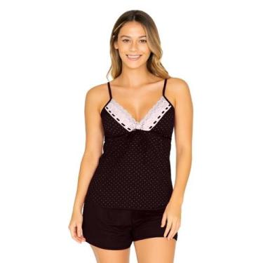Imagem de Baby Dool Feminino Adulto Alça Fina Shorts Curto Pijama Macio Cores So