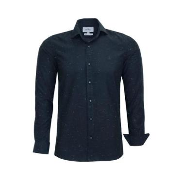 Imagem de Camisa Social Masculina Amil Manga Longa Slim Viscose 1926, Preto, 4