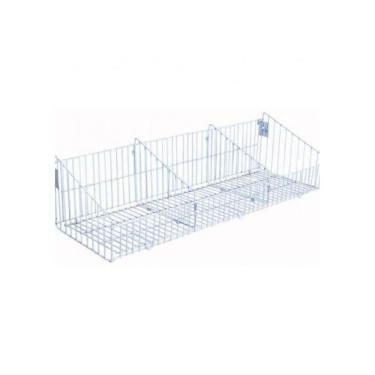 Imagem de Cesto Aramado New Plus 30cm X 91cm com 2 Divisórias Branco para Expositor SA Gôndolas