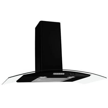 Imagem de Coifa de Parede Terim Vidro Curvo Black Duto Slim 90cm Vidro Temperado Preto com LED 110V