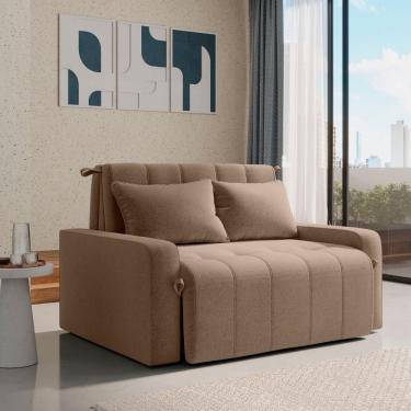 Imagem de Sofá Cama Amora New 2 Lugares Reclinável 142cm Boucle Marrom Suede Compacto para Sala Matrix