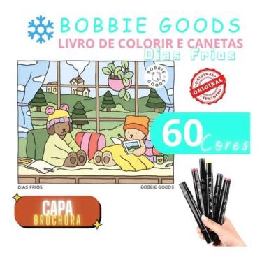 Imagem de Kit Bobbie Goods Livro Colorir Original + 60 Cores Canetinhas Touch Ma