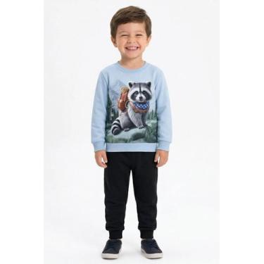 Imagem de Conjunto Menino Moletom Flanelado Estampas Diversas Kyly, Azul claro, 