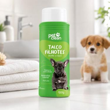 Imagem de Talco Filhote Caes Gato 100G Banho Seco Perfumado Pet Bebe - Pet Clean
