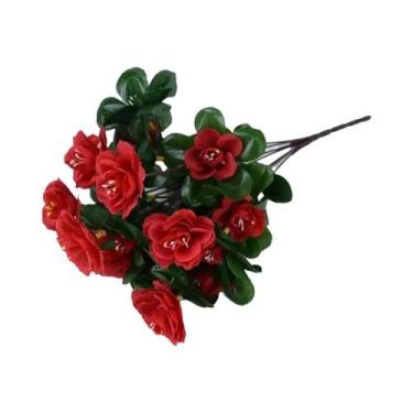 Imagem de Flores Artificiais De Azaleia Vermelha, Resistentes a UV, Decoração De