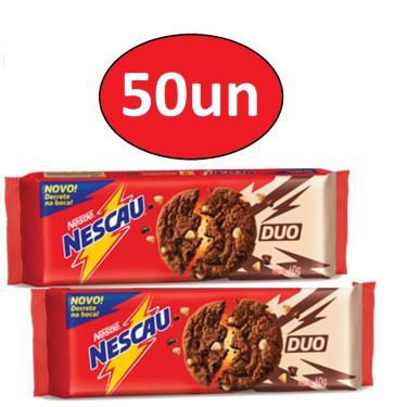 Imagem de 50 unidades Biscoito Cookies Duo Nescau Nestlé 60g