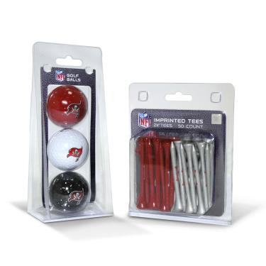 Imagem de Team Golf Bolas de golfe impressas com logotipo NFL Tampa Bay Buccaneers (3 unidades) e camisetas de golfe de 7 cm (50 unidades), multicoloridas