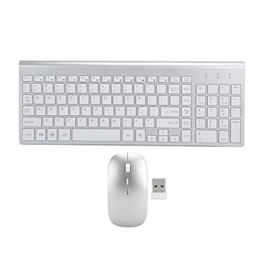 Imagem de PUSOKEI Combo de mouse com teclado sem fio de 2,4 GHz, teclado compacto de tamanho completo, mouse óptico, teclado silencioso ergonômico com teclas de atalho multimídia, mouse óptico sem fio de 2,4 GHz para escritório,