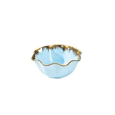 Imagem de Tigela de salada de frutas louça de cerâmica tigela de sobremesa criativa tigela de sopa quente doméstica (cor: azul, tamanho: S/400ml)