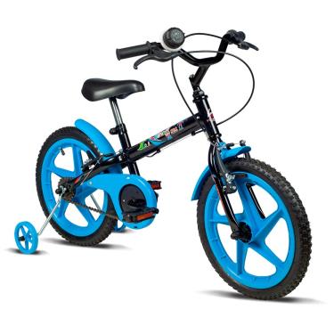 Imagem de Bicicleta Infantil Verden Rock Preta e Azul - Aro 16 com rodinhas