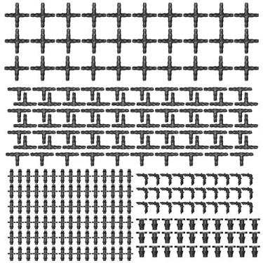 Imagem de Tingpai 250 peças conjunto de montagem de irrigação de ja im pa tubo de 1/4 de polegada com 30/30 cotovelo/90 reto/30 cauda/70 tee