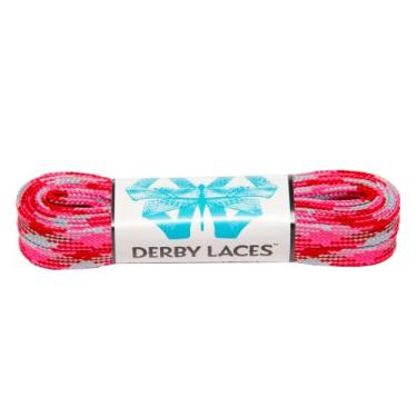 Imagem de Pink Camouflage 150cm Waxed Skate Lace - Derby Laces for Roller Derby, Hockey and Ice Skates, and Boots