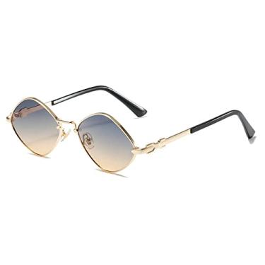 Imagem de Óculos de sol da moda vintage óculos de sol steampunk óculos de sol quadrados retrô para mulheres sombra óculos de sol uv400, c4 cinza amarelo, tamanho único