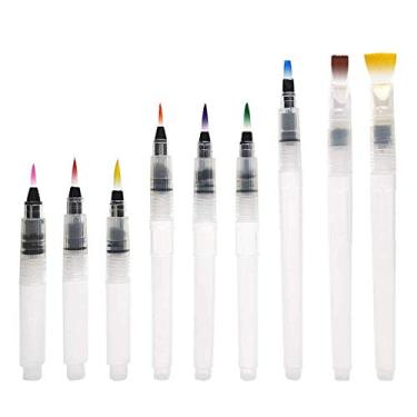 Imagem de Conjunto de canetas pincel aquarela – fácil de usar e preencher, conjunto de 9 peças de canetas coloridas solúveis em água para iniciantes, ideias de presentes