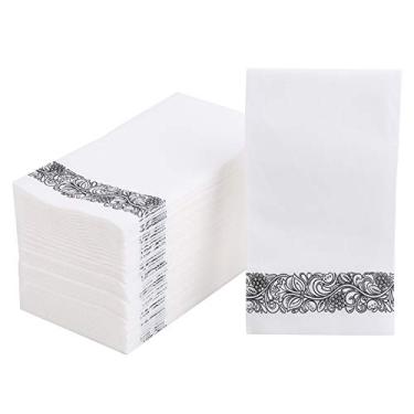 Imagem de Guardanapos de mão descartáveis Foraineam, pacote com 100, toalhas de mão com toque de linho – toalhas decorativas de papel floral