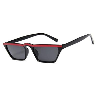 Imagem de Óculos de sol pequenos retrô na moda feminino olhos de gato óculos de sol masculinos vintage moda de rua luxo tons frios, vermelho preto cinza, tamanho único