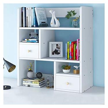 Imagem de Estante de mesa multicamadas estante de mesa balcão com 2 gavetas, organizador de armazenamento de mesa prateleira de exibição para materiais de escritório, cozinha, banheiro, estante de maquiagem (cor: ouro, tamanho: G