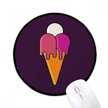 Imagem de Tapete de mouse branco vermelho derretido doce padrão de cone de sorvete tapete redondo de escritório para computador
