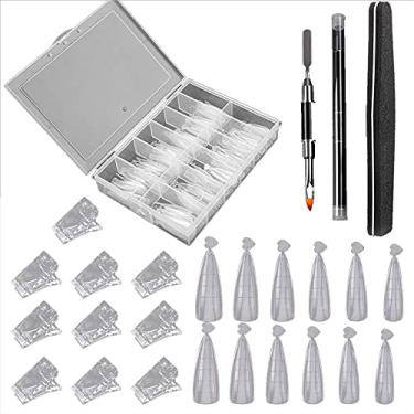 Imagem de Qudai Kit de formas duplas de unha de 132 peças Nail Art Ferramenta de extensão de formas Clipes de unhas reutilizáveis Limas de unha selecionador de pincel de duas pontas para DIY Nail Art BD