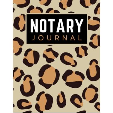 Imagem de Notary Journal: 8.5x11 Large Notarial Logbook / With 200 Numbered Pages - Two Records Logs Per Page / 400 Records / Modern Brown Black Cheetah Animal ... Pattern / Ledger Book Gift For Signing Agents