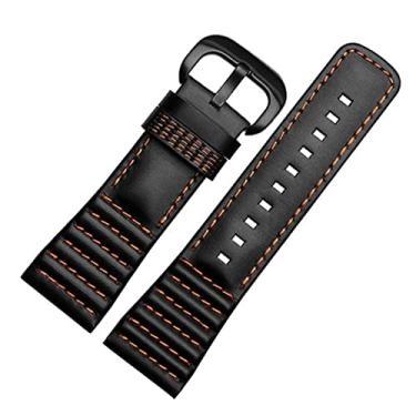 Imagem de FULNES 28mm couro genuíno com pontos pulseiras para relógio de pulso para Sevenfriday P3B/01 S2/01 Pulseira de relógio masculina (cor: laranja preto, tamanho: botão preto de 28mm)