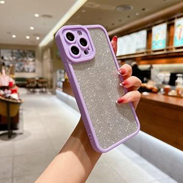 Imagem de Capa de acrílico brilhante de luxo para iphone xs max x xr candy color transparente pc tpu capa de armadura híbrida para iphone 11 12 13 pro max, roxo, para iphone 12