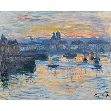 Imagem de Porto de Dieppe ao Anoitecer de Claude Monet, 30 x 37 cm, Tela Canvas Para Quadro