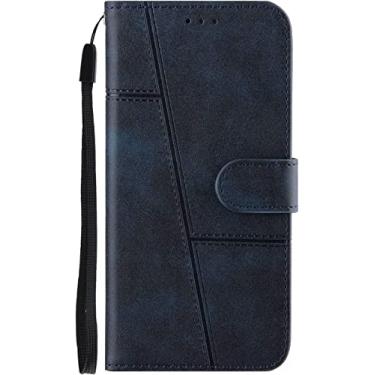 Imagem de CYSUE Capa para iPhone 13/13 Mini/13 Pro/13 Pro Max, capa de telefone carteira flip de couro PU capa protetora à prova de choque com suporte de bloqueio de RFID (cor: azul, tamanho: 13 mini 5,4 polegadas)