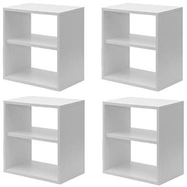 Imagem de Kit Infantil 4 Nichos Cubo com Prateleira Lema Kit Cubos Baby Espresso Móveis Branco