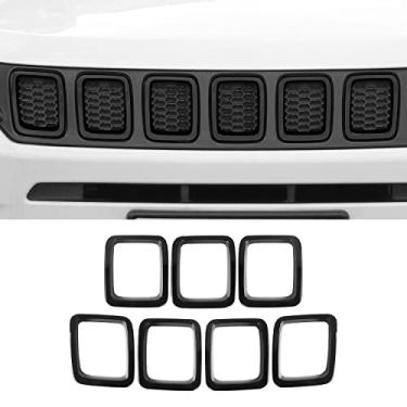 Imagem de Kit de acabamentos de moldura de capa de grade para Jeep Compass 2017 2018 2019 (preto)