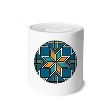 Imagem de DIYthinker Caixa de dinheiro azul laranja Marrocos abstrata caixa de cerâmica porta-moedas presente de cofrinho