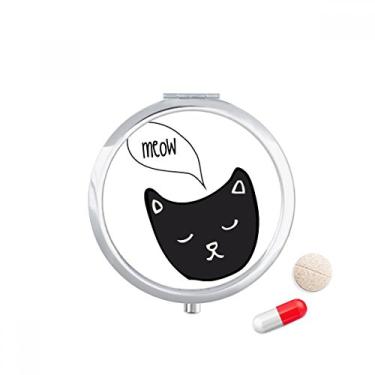 Imagem de Caixa de comprimidos Black Cat Head Mewing Animal para guardar remédios
