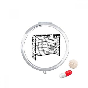 Imagem de Caixa de comprimidos preta com padrão de rede para porta de futebol americano, caixa de armazenamento de medicamentos dispensador