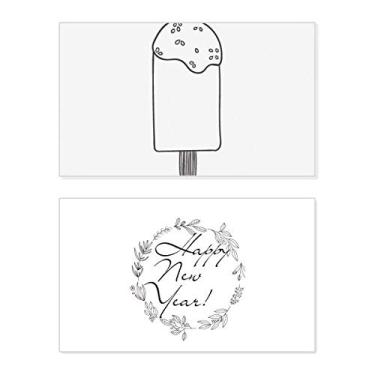 Imagem de Sorvete de gergelim com desenho preto, picolé, ano novo, cartão de felicitações, mensagem de abençoar presente